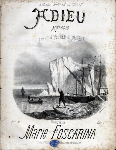 Partytura melodii „Pożegnanie” Marie Foscarina według poezji Alfreda de Musset.Zbiór prywatny. autorstwa Anonymous Anonymous