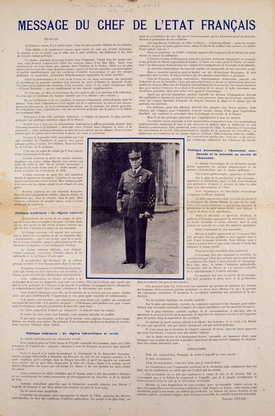 II wojna światowa i reżim Vichy: wiadomość od francuskiego głowy państwa Philippe