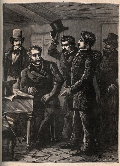 Sierżant Charles Goubin (1798-1822) aresztowany przez Eugene-Francois (Eugene Francois) Vidocq - grawerowanie w "Czterech sierżantów La Rochelle grand rect historique et dramatique" Julesa Beaujoint - około 1900 autorstwa Anonymous Anonymous