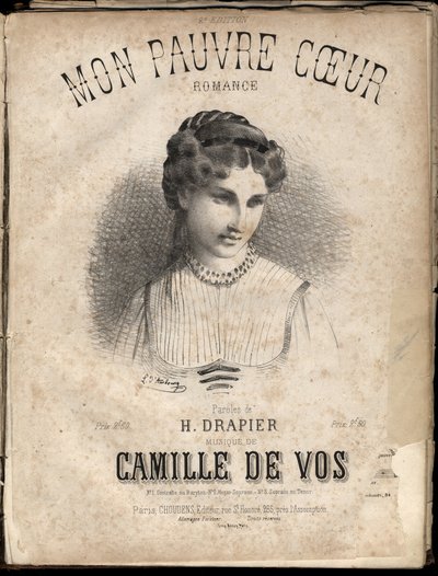 Nuty do tekstu „” My poor heart” autorstwa H. Drapier, muzyka Camille de Vos. Prywatna kolekcja. autorstwa Anonymous Anonymous