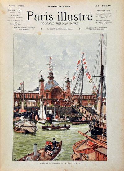MIĘDZYNARODOWA WYSTAWA MORSKA W HAWRZE w 1887 r. Rycina z 1887 r. w „Tygodniku Paris-Illustrous””. autorstwa Anonymous Anonymous
