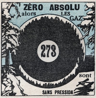 Temperatura i rozszerzalność: zero absolutne (-273 stopni Celsjusza). Anonimowa ilustracja z 1925 r. Ze zbiorów prywatnych. autorstwa Anonymous Anonymous