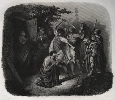 Dekolacja św. Juliana (Męczeństwo). Rycina z 1846 r. w „Żywotach świętych”. Prywatna kolekcja. autorstwa Anonymous Anonymous