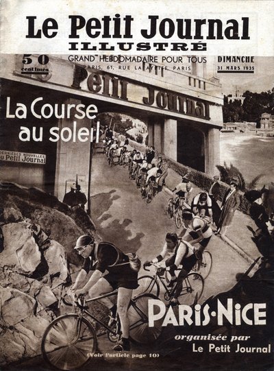 Wyścig kolarski Paris Nice zorganizowany przez małą gazetę. Okładka „The Little Illustrious Journal”” z 31.03.1935. Prywatna kolekcja autorstwa Anonymous Anonymous