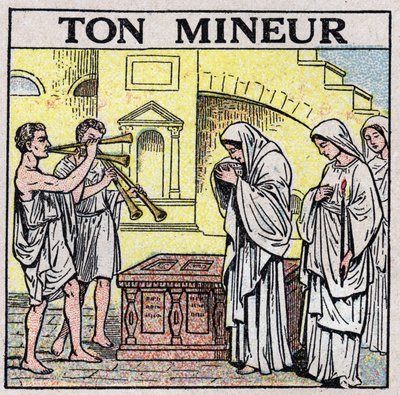 Sztuka dźwięków: Twój górnik. Podwójni fleciści na ulicy w dawnych czasach (podczas pogrzebu?). Anonimowa ilustracja z 1925 r. Ze zbiorów prywatnych. autorstwa Anonymous Anonymous