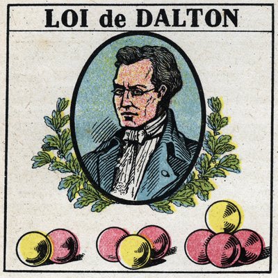Atomy: Prawo Johna Daltona (1766-1844). Anonimowa ilustracja z 1925 r. Ze zbiorów prywatnych. autorstwa Anonymous Anonymous