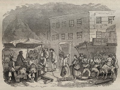 Stołówka bagne de Rochefort w XIX wieku. Grawer „Historia skazanych od ich powstania do dnia dzisiejszego” (1877) autorstwa Pierre
