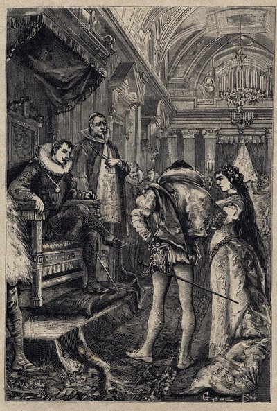 Ślub Giulii Farnese z Orsino Orsini w domu Rodrigo Borgii 1489 - rycina z "Lukrecji Borgii" Oscara Pio - 1883 autorstwa Anonymous Anonymous