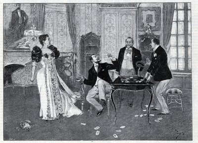 Przedstawienia teatralne: „”The Systeme Ribadier””, wodewil Georgesa Feydeau (1862-1921) i Maurice’a Hennequina (1863-1926) w Theatre du Palais-Royal w Paryżu. Grawer „Le monde illustree” z 1892 r. Ze zbiorów prywatnych. autorstwa Anonymous Anonymous