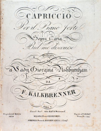Strona tytułowa partytury Capriccio F Kalkbrennera autorstwa Anonymous Anonymous