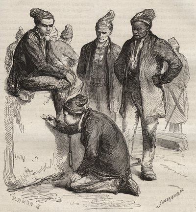 Rodzaje krużganków z Brześcia Bagnego w XIX wieku. Grawer „Historia skazanych od ich powstania do dnia dzisiejszego” (1877) autorstwa Pierre