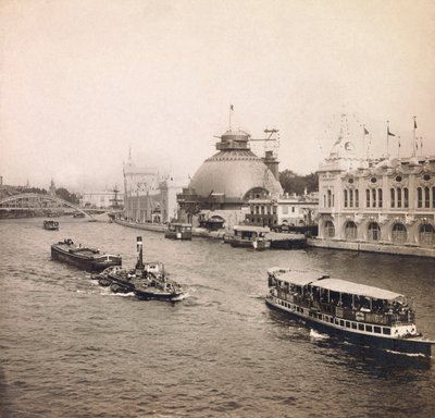 Ekspozycja uniwersalna 1900 - Exposition Universelle de 1900 w Paryżu: Panoramiczny widok na Sekwanę, Lewy Brzeg - kolekcja prywatna autorstwa Anonymous Anonymous