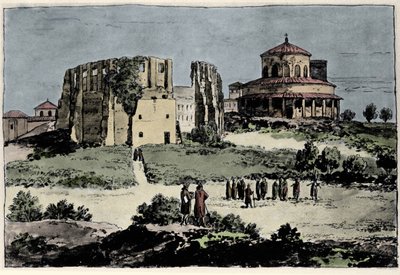 Widok kościoła Santa Constance (nza), mauzoleum cesarza Konstantyna zbudowanego w IV wieku w pobliżu bazyliki św. Agnieszki (Agnese) w Rzymie Ilustracja z XIX wieku autorstwa Anonymous Anonymous