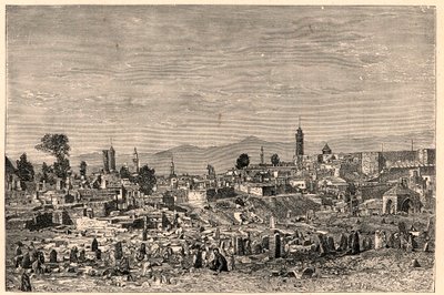 Widok miasta Erzurum (Erzurum) w Armenii (obecnie Turcja). Grawer w „Misjach katolickich w XIX wieku” Louis-Eugene (Louis Eugene) Louvet. prywatna kolekcja. autorstwa Anonymous Anonymous