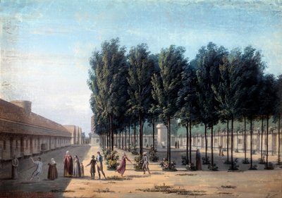 Widok na dziedziniec Paisibles przy hospicjum w Bicetre Spacer chorych psychicznie w Szpitalu w 1824 r. Anonimowy gwasz. Paryż, Muzeum Carnavalet autorstwa Anonymous Anonymous