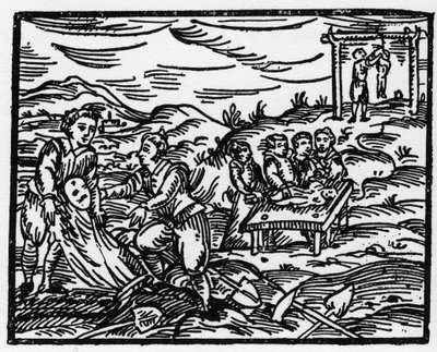 Czarownice odstraszające zmarłych na cmentarzu - „Kompendium Maleficarum””, opowiada o czarownicach, ich złu i ich losach autorstwa Francesco Marii Guazzo lub Guaccio lub Guaccius (15??-16??) 1608 Kolekcja prywatna autorstwa Anonymous Anonymous