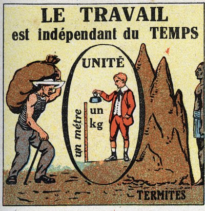 Praca i moc: praca jest zależna od czasu. Anonimowa ilustracja z 1925 r. Ze zbiorów prywatnych. autorstwa Anonymous Anonymous