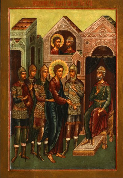 Chrystus przed Piłatem, początek XX wieku. autorstwa Anonymous Russian icon painter