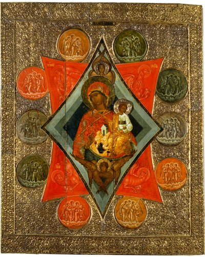 Matka Boża Płonącego Krzewu, połowa XVI wieku. autorstwa Anonymous Russian icon painter