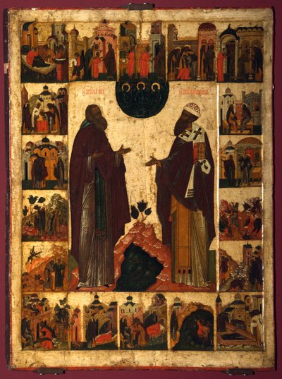 Św. Cyryl Jeziora Białego i Św. Cyryl Aleksandryjski, II poł. autorstwa Anonymous Russian icon painter