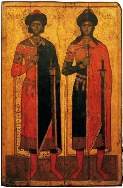 Święci Borys i Gleb, połowa XIV wieku. autorstwa Anonymous Russian icon painter