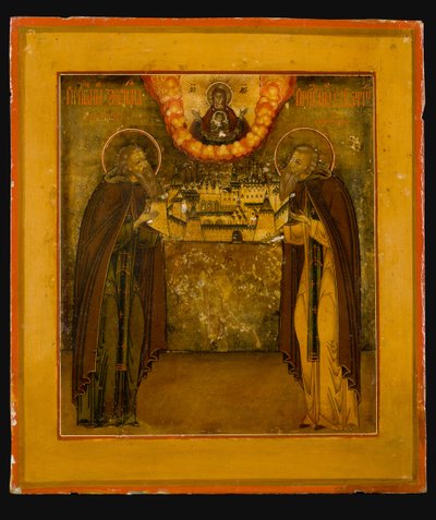 Święci Zosima i Savvatiy z Sołowek, koniec XVIII w. autorstwa Anonymous Russian icon painter