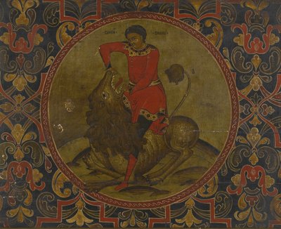Samson walczący z lwem, początek XVIII wieku autorstwa Anonymous Russian icon painter