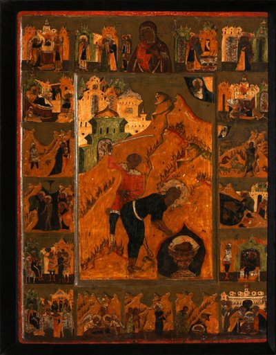 Ścięcie św. Jana Chrzciciela z Matką Boską Fiodorowską, pocz. autorstwa Anonymous Russian icon painter