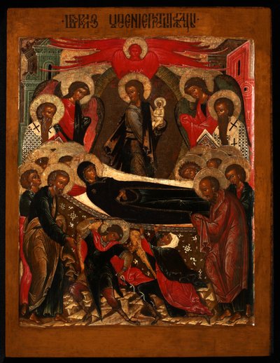 Zaśnięcie Dziewicy, 1640s autorstwa Anonymous Russian icon painter