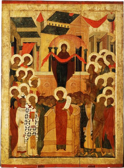 Opieka Matki Boskiej Pokrowskiej, druga połowa XV wieku. autorstwa Anonymous Russian icon painter