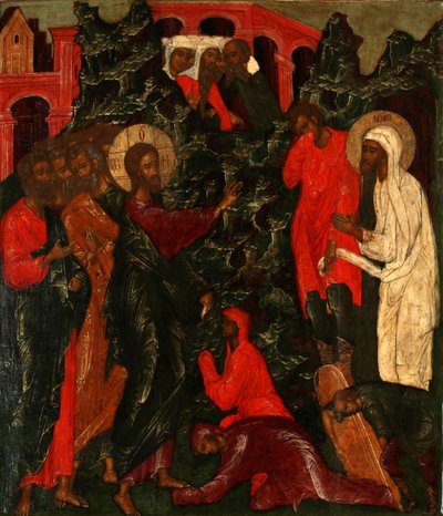 Wskrzeszenie Łazarza, lata 60. XVI wieku autorstwa Anonymous Russian icon painter