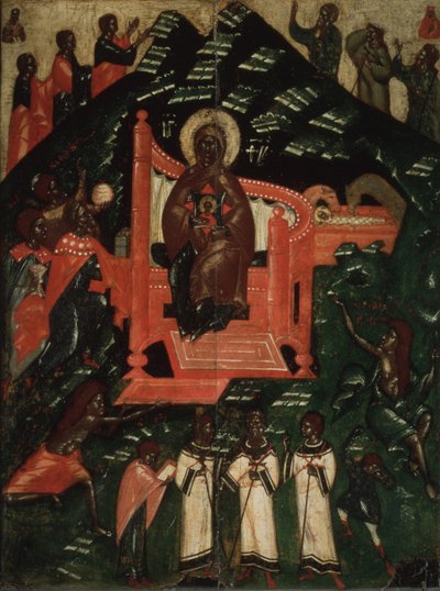 Synaksja Dziewicy, koniec XIV wieku. autorstwa Anonymous Russian icon painter