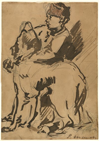Chłopiec trzymający psa autorstwa Anonymous artist after Edouard Manet