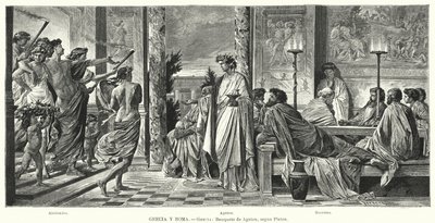 Bankiet Agathon, starożytna Grecja, według Platona (lito) autorstwa Anselm Feuerbach
