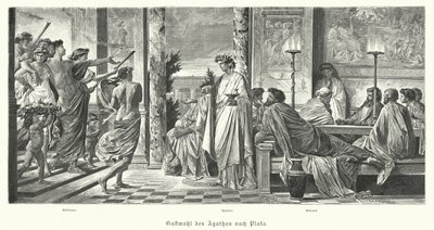 Bankiet Agathona i Platona, starożytna Grecja (rycina) autorstwa Anselm Feuerbach