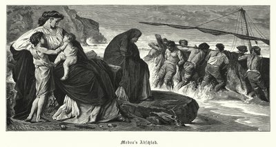 Pożegnanie Medei: scena ze starożytnej greckiej tragedii Eurypidesa Medea, oparta na legendzie o Medei i Jazonie (rycina) autorstwa Anselm Feuerbach