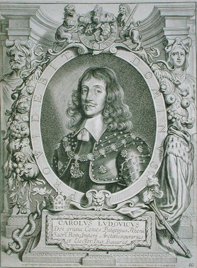 Charles Louis (1617-80) elektor Palatynu, z „Portraits des Hommes Illustres”, sztychowanej przez Petrusa de Iode, wydana w 1706 r. (rycina) autorstwa Anselmus van (after) Hulle