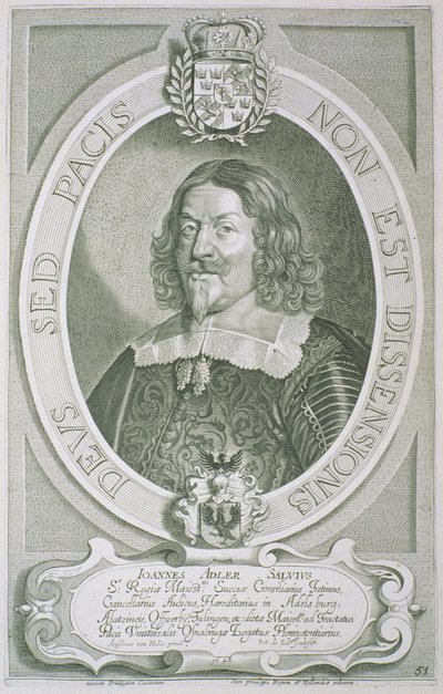 Johann Adler Salvius (1590-1652) z „Portretów wybitnych ludzi”, sztychowanych przez Petrusa de Iode, wydana w 1706 r. autorstwa Anselmus van Hulle