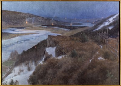 Nuit de Walpurgis a Bergslagen - Noc Walpurgii w Bergslagen, Grangaerde w Dalarnie, autorstwa Schultzberga, Anshelm Leonard (1862-1945). olej na płótnie autorstwa Anshelm Schultzberg