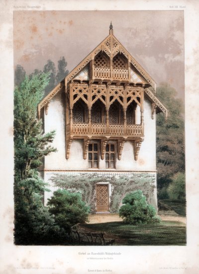 Szczyt na budynku mieszkalnym, Schonhausen k. Berlina, Niemcy, ok. 1850 autorstwa Anst von W Loeillot