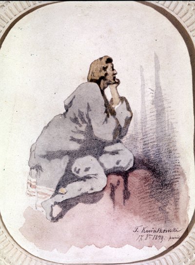 Portret Fryderyka Chopina (1810-1849), polskiego kompozytora. Akwarela Kwiatkowskiego. autorstwa Antar Teofil Kwiatowski