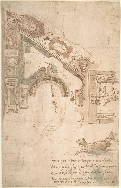 Plan ćwiartkowy dla sufitu zagłębionego, ca. 1561. autorstwa Antenore Ridolfi