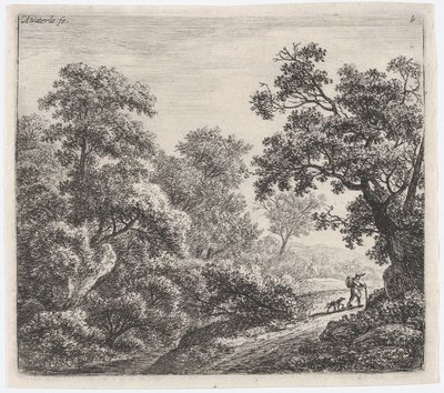Podróżnik i jego pies Le Voyageur et son Chien, XVII wiek. autorstwa Anthonie Waterloo