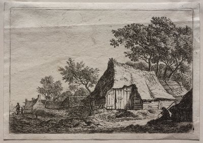 Dwanaście krajobrazów: płyta I, mały przysiółek autorstwa Anthonie Waterloo
