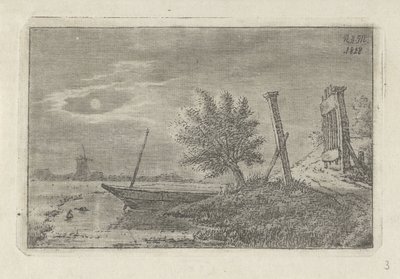 Krajobraz z łodzią i otwartą bramą autorstwa Anthonie Willem Hendrik Nolthenius de Man