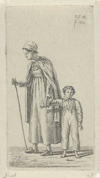 Matka z dzieckiem w ramieniu 12 figurek do nauki (tytuł serii) autorstwa Anthonie Willem Hendrik Nolthenius de Man
