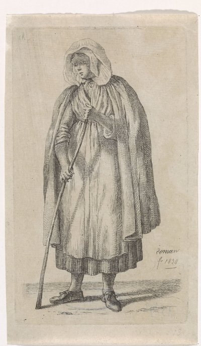 Kobieta w płaszczu i kijem autorstwa Anthonie Willem Hendrik Nolthenius de Man