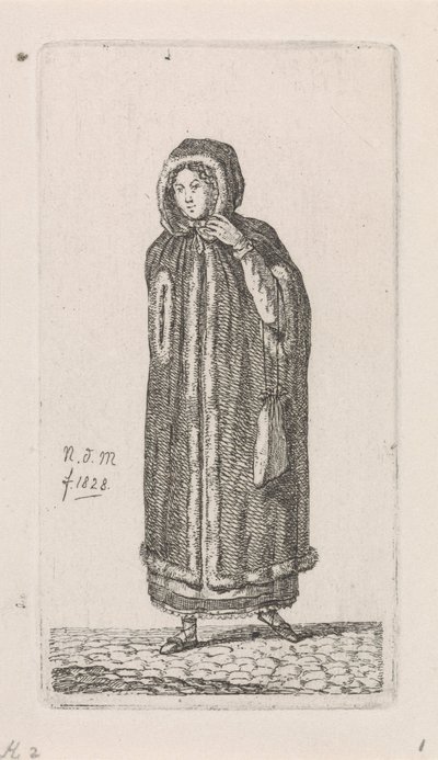 Kobieta w płaszczu 12 figurek do nauki (tytuł serii) autorstwa Anthonie Willem Hendrik Nolthenius de Man