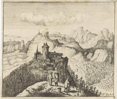 Górzysty krajobraz ze zbieraczami winogron autorstwa Anthonie de Winter (attributed to)