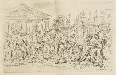 Satyr z tańczącymi nimfami Bachanalia (tytuł serii) autorstwa Anthonie de Winter